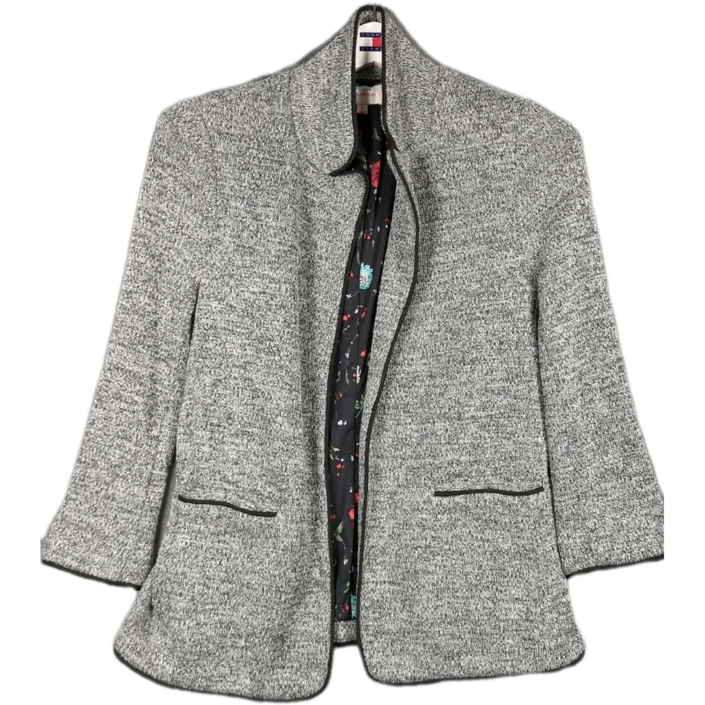 Skies Are‎ Blue Sweater Blazer Womens Medium Alanna Grey Textured Knit Career